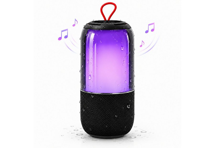ANYSUN Musikbox, tragbar, Lautsprecher, RGB-Licht, Outdoor,1500 mAh Akku, Bluetooth-Lautsprecher 1.0 (Bluetooth 6,0, 5 W, 1Stuck,Bluetooth,Party-Lautsprecher,Geeignet für Wanderungen im Freien)