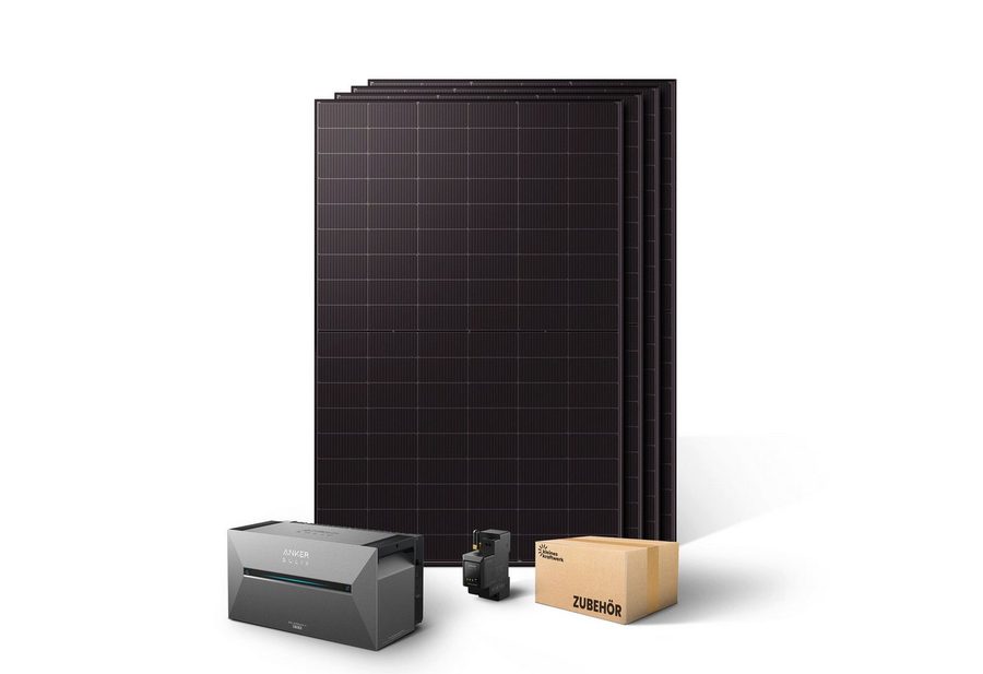 Kleines Kraftwerk Balkonkraftwerk, 2000 W, Monokristallin, (ohne Halterung, 0% MwSt für Privatkunden - Solaranlage Komplettset mit Speicher), 4 x 500W, Anker Solarbank 3 Pro, Wechselrichter von Kleines Kraftwerk