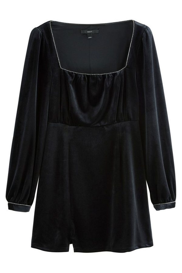 Next Minikleid Minikleid mit verziertem Ausschnitt, Kurzgröße (1-tlg)