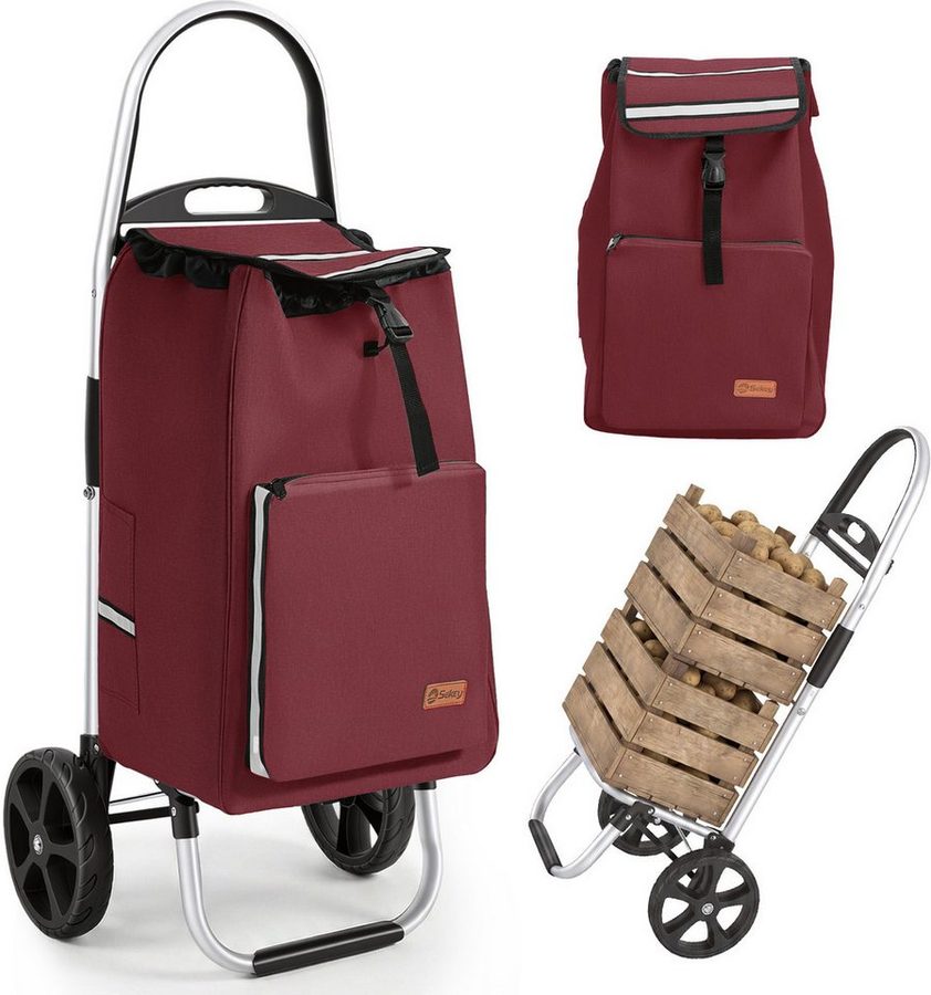 Sekey Einkaufstrolley 2 in 1 Klappbar Einkaufswagen mit Kühlfach - 50 Liter Einkaufsbeutel, 50 l, Faltbar Einkaufsroller mit großen Rädern und Sackkarren-Funktion von Sekey