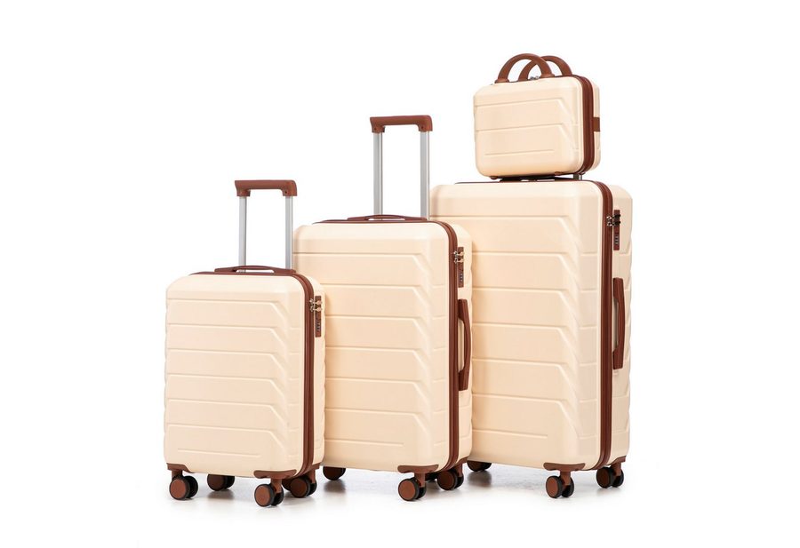 i@home Kofferset 14"/19"/24"/28" 4-teiliger Koffer, 4 Rollen, (4 tlg., 1 Kosmetiktasche, 1 Handgepäck, 2 Aufgabegepäck), zwei Größen mit Seitenhandgriffen, Aufhängehaken & Schutzfüßen
