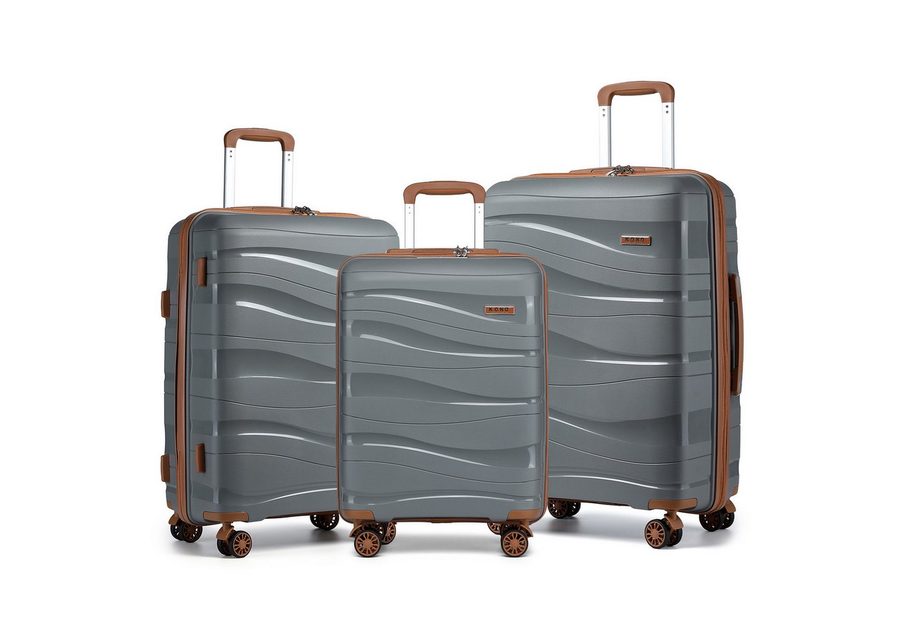 KONO Trolleyset 3-teiliges Reisekoffer-Set aus Polypropylen