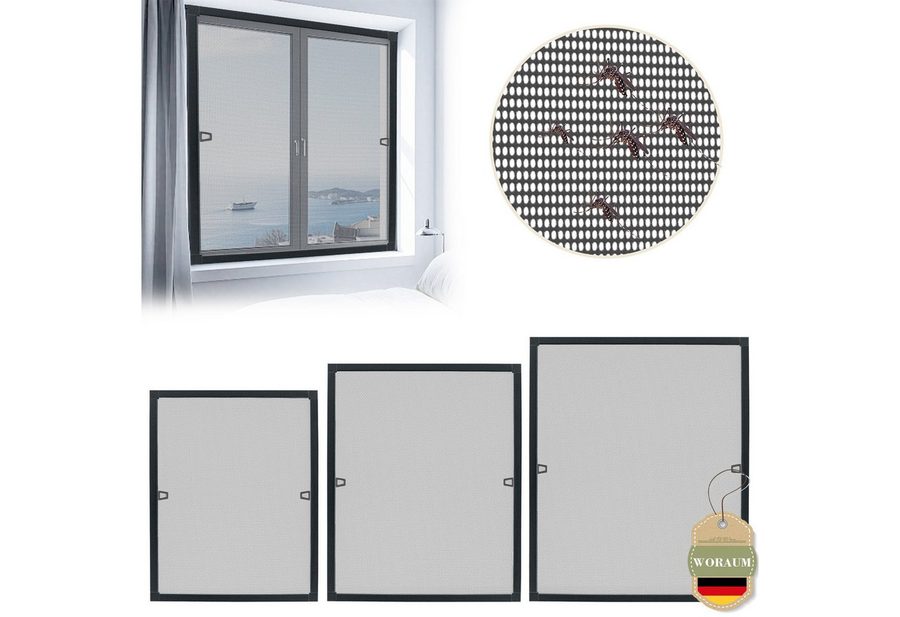 Huracan Insektenschutz-Fensterrahmen Fliegengitter Fenster Insektenschutz mit Aluminium Rahmen, (Mückengitter Fliegenschutz Spannrahmen ohne Bohren und Schrauben, Größen 80×100, 100×120 & 120×140cm verfügbar), für Schlafzimmer Büro Küche