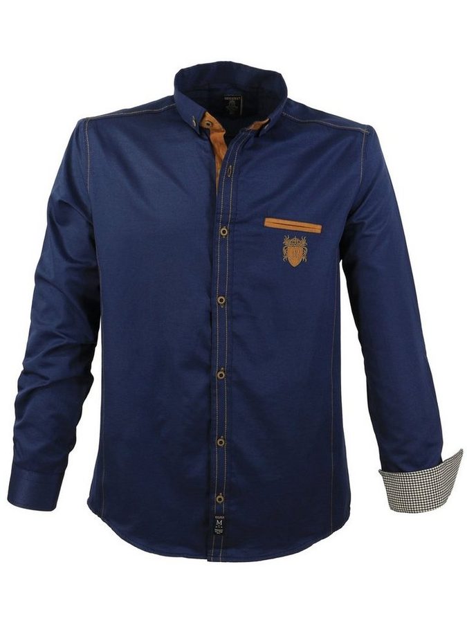 Lavecchia Langarmhemd Lavecchia Herren Langarmhemd 1980 (Navyblue, 4XL) Herrenhemd mit Farbkontrasten von Lavecchia