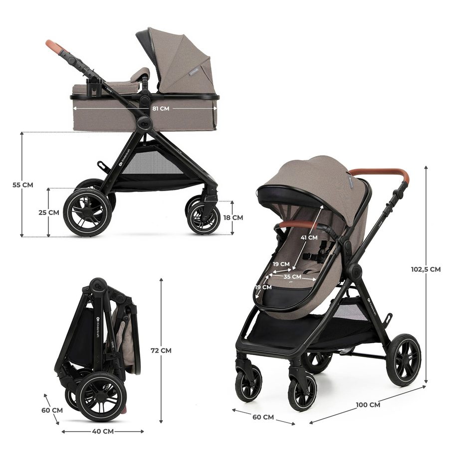 Kinderkraft Kombikinderwagen Trio-Set ESME PRO 3in1 inkl. Babyschale MINK PRO 2 beige