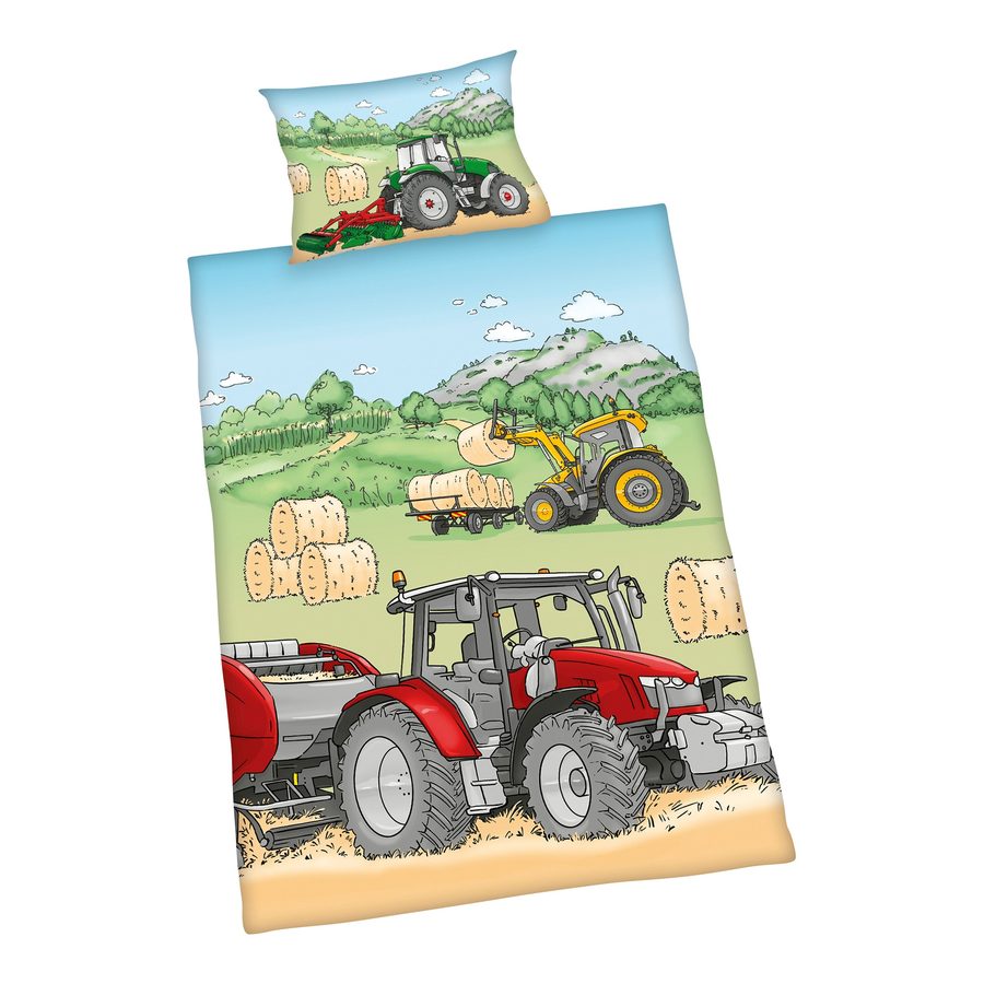 Baby Best Renforcé Wende-Bettwäsche Traktor 40x60 / 100/135 cm