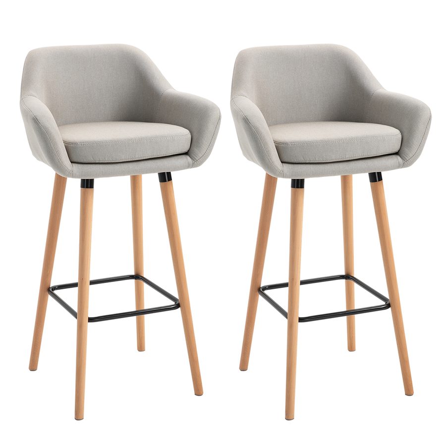 HOMCOM Barstühle Küche 2er-Set, H 65cm, Barhocker mit Armlehne, Beige   Aosom.de von HOMCOM