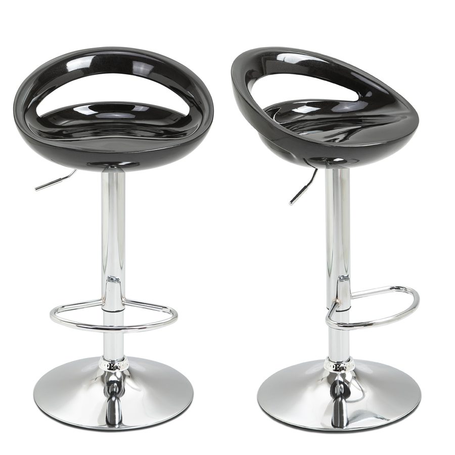 HOMCOM Set 2 Barhocker Hoch, 360° Drehbare Barhocker mit Rückenlehne und Fußstütze, Höhenverstellbar, Stahlbasis, für Esszimmer und Küche, 46x41x76-96cm, Schwarz   Aosom von HOMCOM