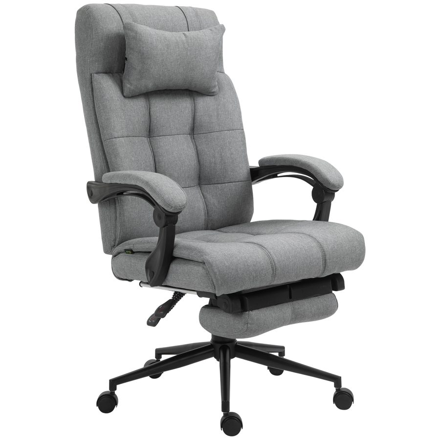 Vinsetto Bürostuhl mit Fußstütze, ergonomisch, höhenverstellbarer Drehstuhl mit Kopfkissen, bis 120 kg Belastkeitig, Grau   Aosom.de von Vinsetto