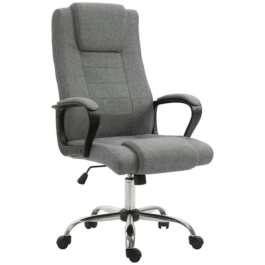 Vinsetto Schreibtischstuhl ergonomisch höhenverstellbar 110-119H cm mit Wippenfunktion und grauem Bezug für Büro und Homeoffice   Aosom.de von Vinsetto