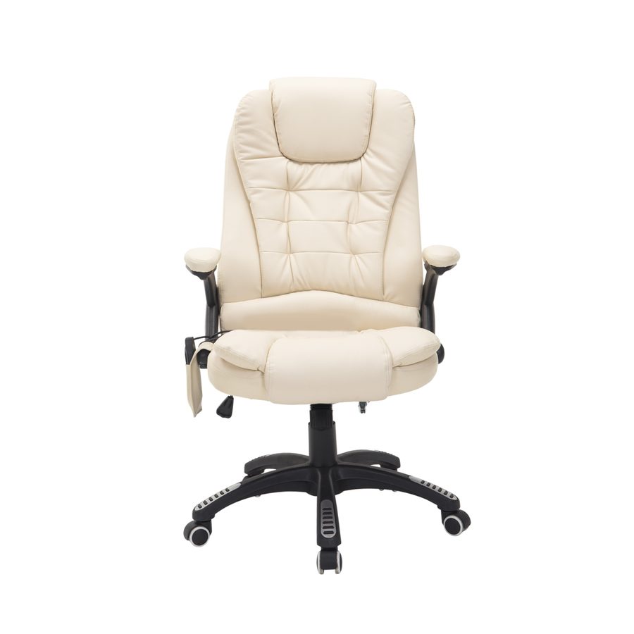 HOMCOM Massagesessel Bürostuhl Chefsessel mit 6-Punkt Vibrationsmassage und Wärmefunktion, drehbar aus Kunstleder in Beige   Aosom.de von HOMCOM