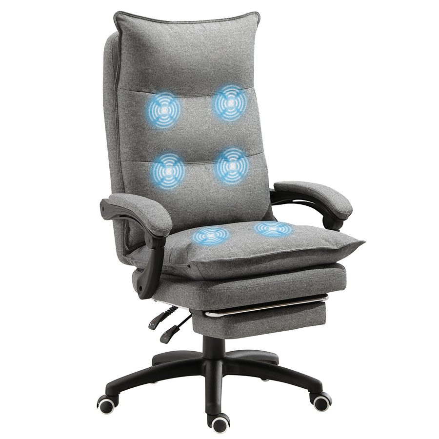 Vinsetto Massage Bürostuhl ergonomisch mit einziehbarer Fußstütze, höhenverstellbar, Schwarz für Komfort im Büro   Aosom.de von Vinsetto