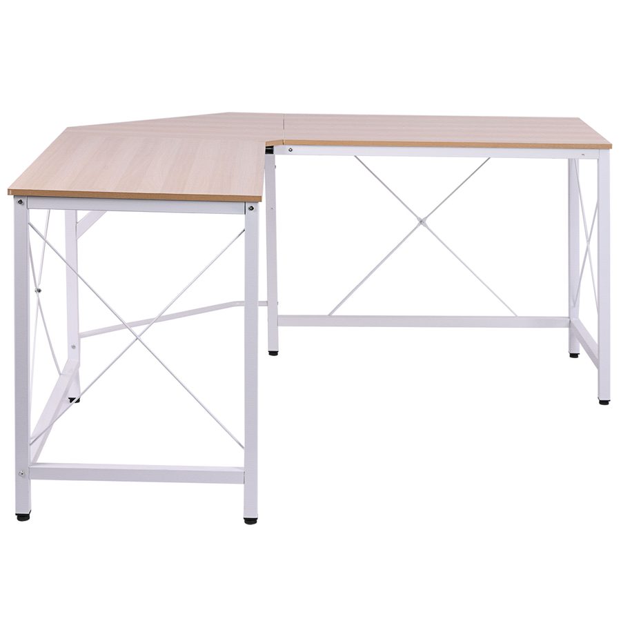 HOMCOM L-Schreibtisch Eckschreibtisch 150x150x76cm Winkelschreibtisch aus MDF in Naturfarbe für Home Office & Arbeitszimmer   Aosom.de von HOMCOM
