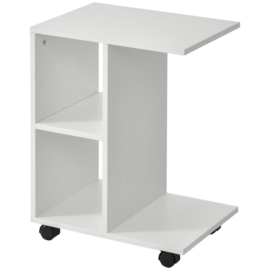HOMCOM Beistelltisch in C-Form, Kaffeetisch, Couchtisch, Standtisch, Eckschreibtisch, E1-Spanplatte, Weiß, 45 x 35 x 58 cm   Aosom von HOMCOM