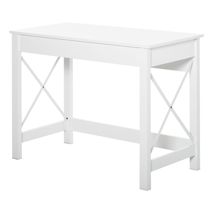 HOMCOM Computertisch, 105 x 50 cm, Arbeitsplatz, moderner Stil, X-verstärkter Rahmen, Schreibtisch für Wohnzimmer, Arbeitszimmer, kleine Räume, weiß   Aosom von HOMCOM