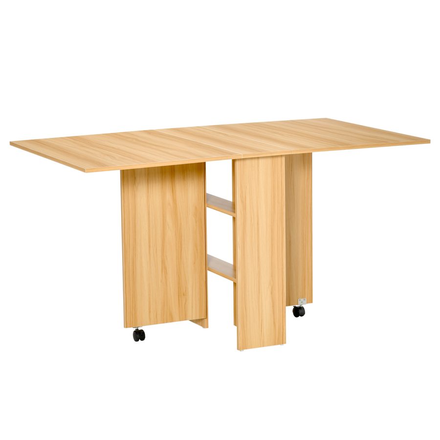 HOMCOM Klapptisch Esszimmertisch mobiler Beistelltisch Schreibtisch mit Rollen 140 x 80 x 74 cm in Naturfarbe, platzsparend & vielseitig   Aosom.de von HOMCOM