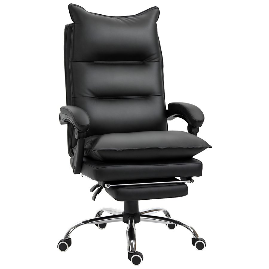 Vinsetto Bürostuhl Schreibtischstuhl höhenverstellbar mit Fußstütze Kunstleder Schwarz 66x72x122-130cm für komfortables Arbeiten   Aosom.de von Vinsetto