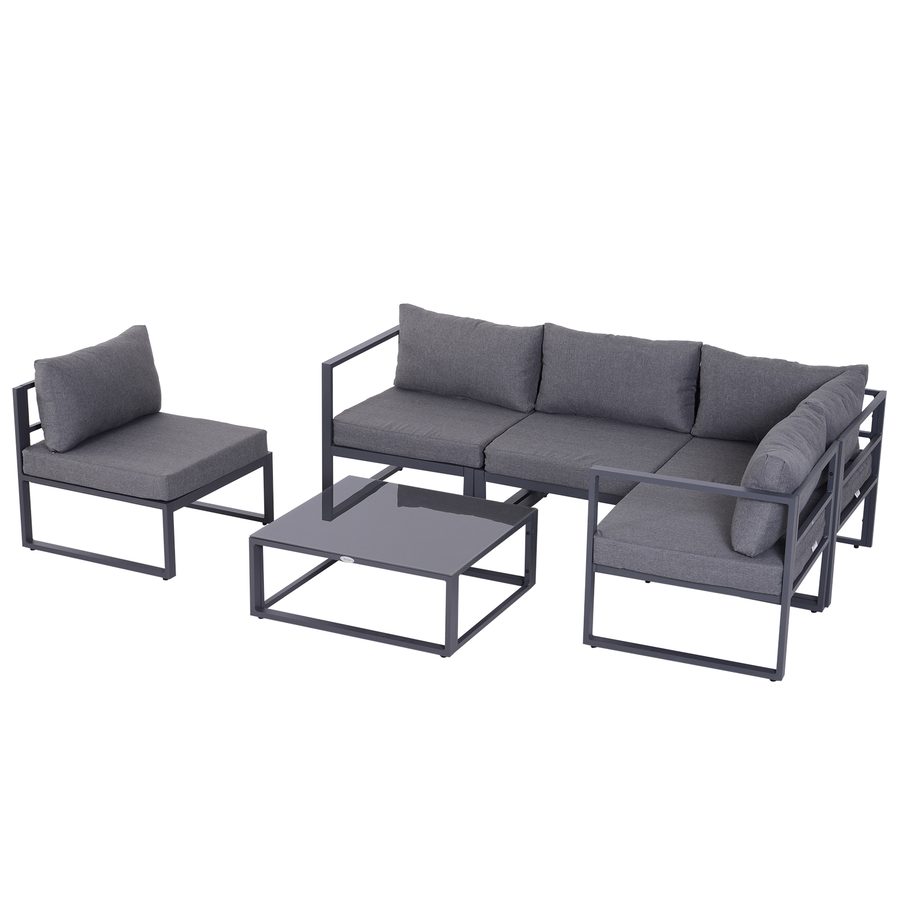 Gartengarnitur Alu Sitzgruppe für 4-5 Personen, robust und langlebig, ideal für Garten und Outdoor, modernes Design   Aosom.de von Outsunny