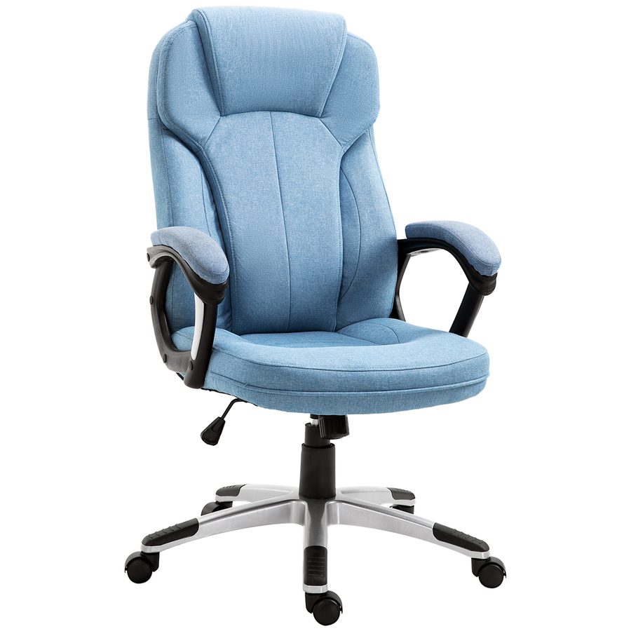 Vinsetto Chefsessel Bürostuhl ergonomischer Schreibtischstuhl höhenverstellbar Hellblau Leinen 66x75x110-120cm für komfortables Arbeiten   Aosom.de von Vinsetto