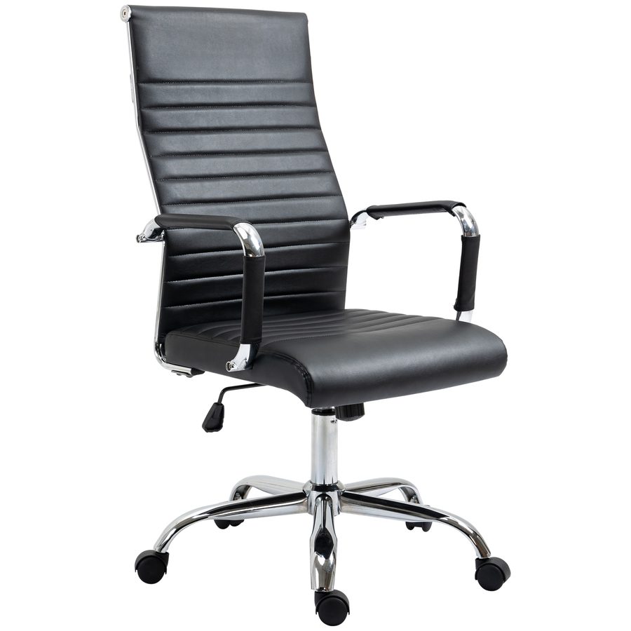 Vinsetto Chefsessel mit Wippfunktion, höhenverstellbare Bürostuhl, gepolstert aus Kunstleder & Schaumstoff, für Büro & Home Office, Schwarz   Aosom von Vinsetto