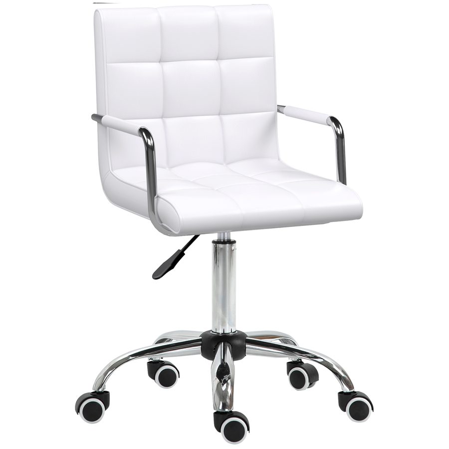 HOMCOM Bürostuhl höhenverstellbar 84-99H cm ergonomischer Drehstuhl Chefsessel für Büro und Homeoffice PU Weiß   Aosom.de von HOMCOM
