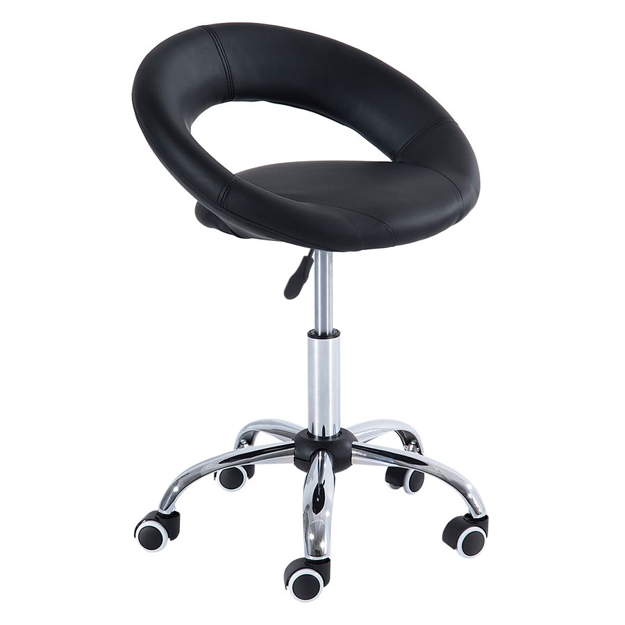 HOMCOM Rollhocker Arbeitshocker Drehhocker Bürostuhl höhenverstellbar, PU+Metall, Schwarz, 50 x 54 x (66-78) cm   Aosom von HOMCOM