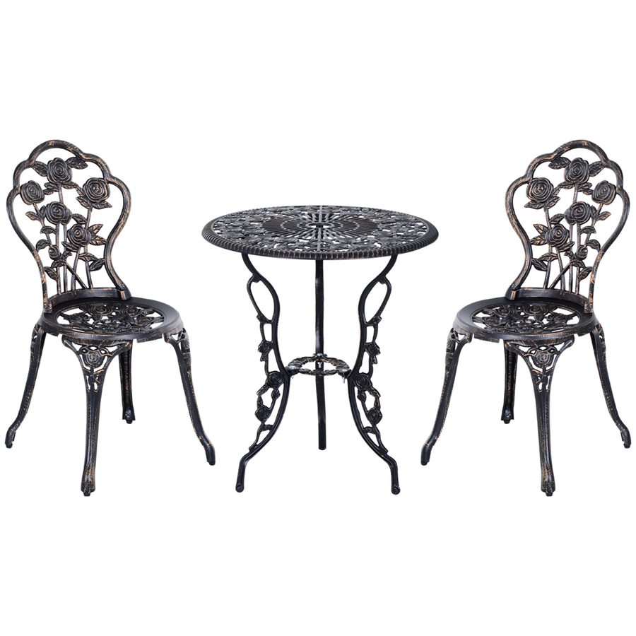 Outsunny Gartenmöbel Set für 2 Personen, Gartenset Sitzgruppe Balkonmöbel Garnitur mit Tisch & Stuhl in Bronze   Aosom.de von Outsunny