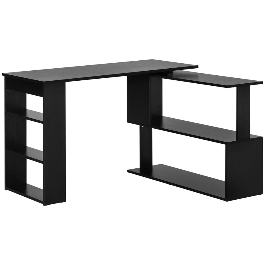 HOMCOM Eck-Schreibtisch mit 5 Regalen, Eck-Computer-Schreibtisch aus Holz für Büro, Wohnzimmer und Arbeitszimmer, Industrie-Stil, 120x110x74,5 cm, Schwarz   Aosom von HOMCOM