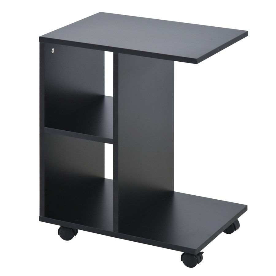 HOMCOM Couchtisch Beistelltisch Eckschreibtisch in C-Form Kaffeetisch Standtisch E1-Spanplatte Schwarz 45 x 35 x 58 cm   Aosom von HOMCOM