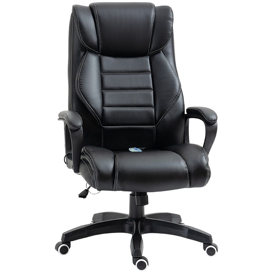 Vinsetto Massage Bürostuhl Leder, ergonomischer höhenverstellbarer Drehstuhl, Computerstuhl in Schwarz für Büro & Homeoffice   Aosom.de von Vinsetto