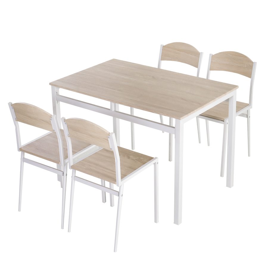 HOMCOM Essgruppe 5-teilig Esstisch Set 1 Tisch & 4 Stühle, modernes Esszimmer Möbel Set aus MDF & Metall, Grau & Weiß   Aosom von HOMCOM