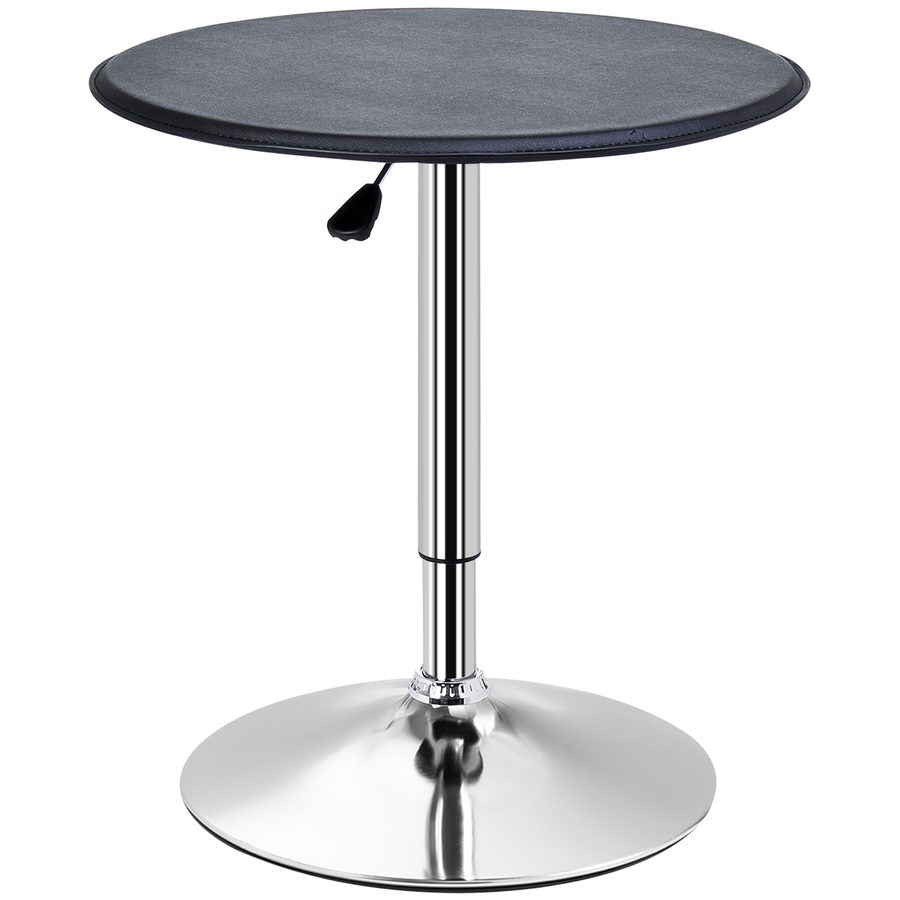 HOMCOM Bartisch Esstisch Stehtisch Tresentisch, Küchentisch für Wohnzimmer, Esszimmer, Chromstahl, Kunstleder, Schwarz, Ø63 x 67- 93 cm   Aosom von HOMCOM