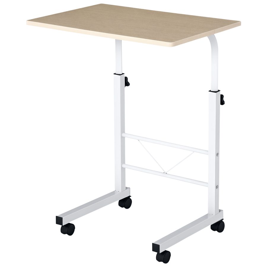 HOMCOM Beistelltisch höhenverstellbar Couchtisch mobil mit Rädern & Bremsen, C-Tisch aus Spanplatte & Stahl, vielseitig einsetzbar   Aosom.de von HOMCOM