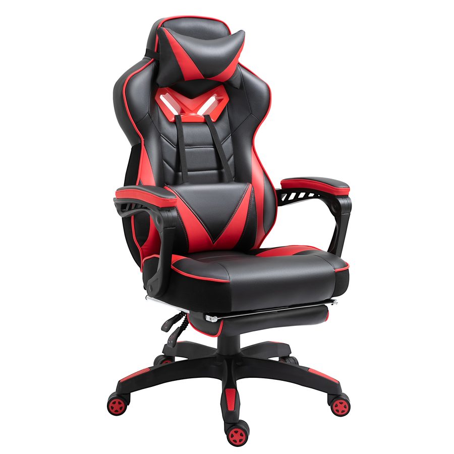 HOMCOM Bürostuhl Gamingstuhl mit Massagefunktion Chefsessel Kunstleder höhenverstellbar Schwarz Blau B68xT69xH108-117cm für Komfort im Home Office   Aosom.de von Vinsetto