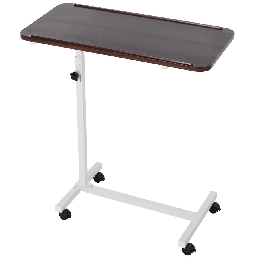HOMCOM Beistelltisch mit Rollen, Tisch für Sofa und Bett, höhenverstellbar mit Stahlgestell, für Schlafzimmer, Wohnzimmer, Büro, 77x40x76-100 cm, Nussbaum dunkel   Aosom von HOMCOM