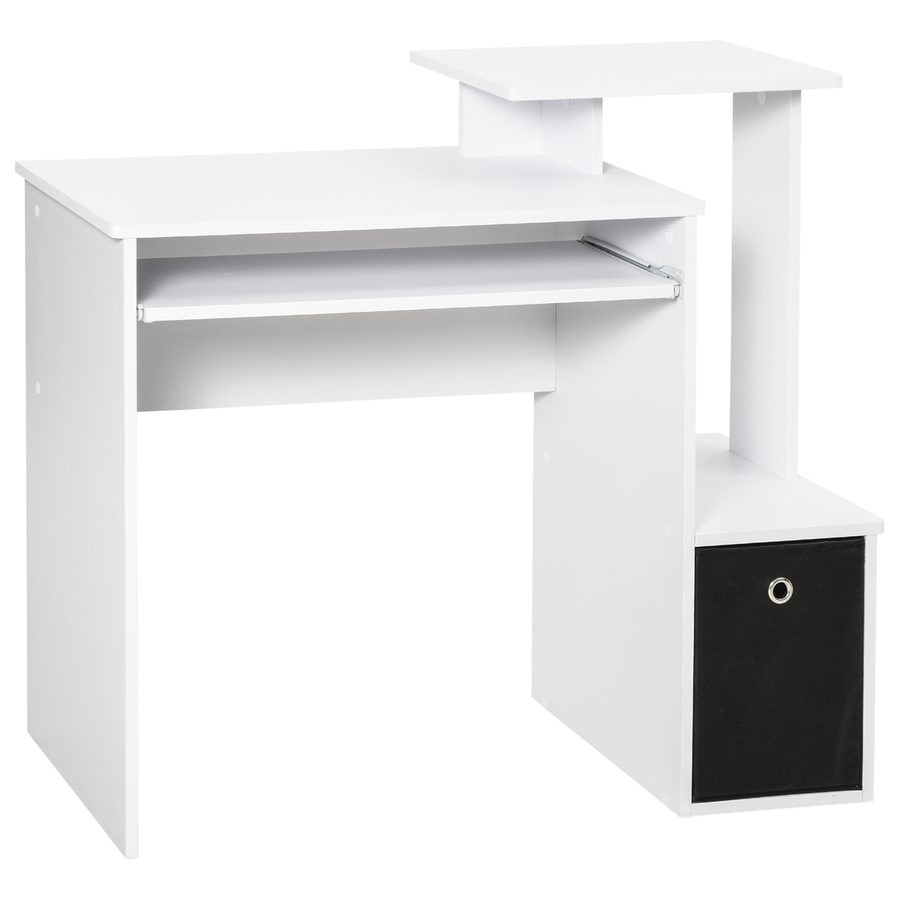 HOMCOM Computertisch Multimedia Regale Tablett Tastaturfach Schwarz Spanplatten Weiß   Aosom von HOMCOM