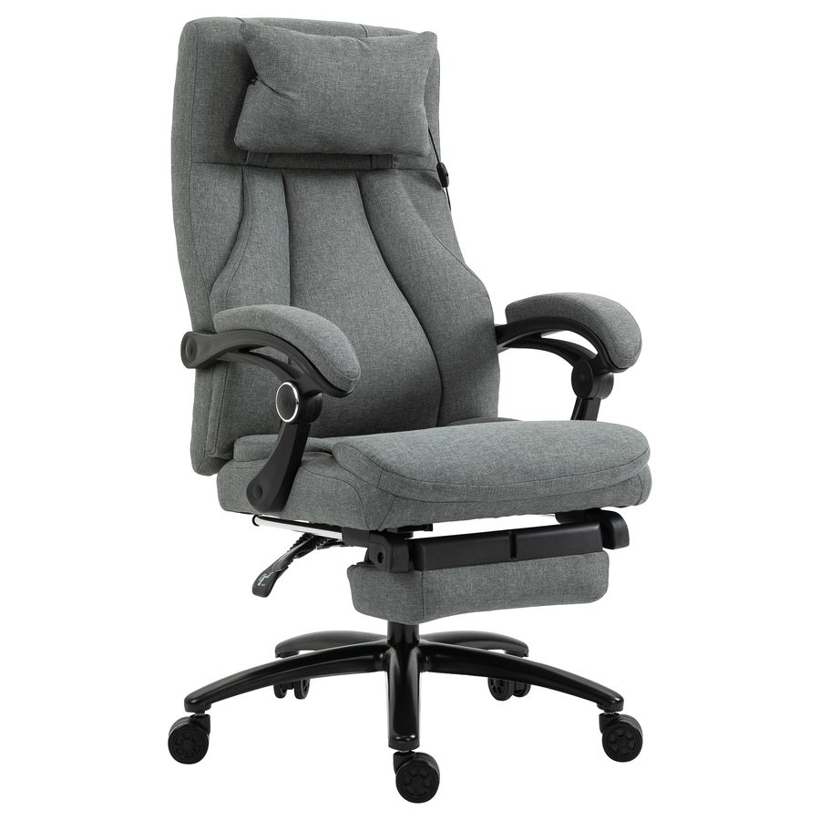 Vinsetto Massage Bürostuhl mit Liegefunktion, ergonomischer Schreibtischstuhl höhenverstellbar, Chefsessel, Grau   Aosom von Vinsetto