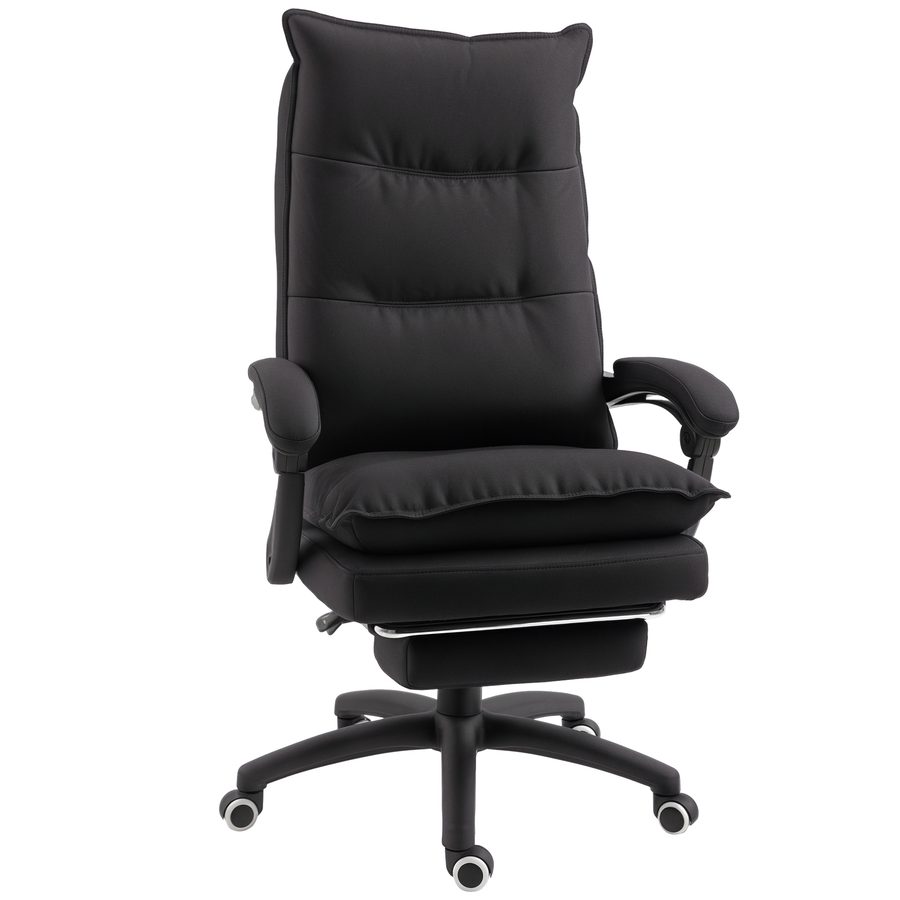 Vinsetto Bürostuhl mit Massagefunktion, bis 120kg, mit Fußstütze, ergonomischer Schreibtischstuhl, höhenverstellbar, Schwarz  Aosom.de von Vinsetto