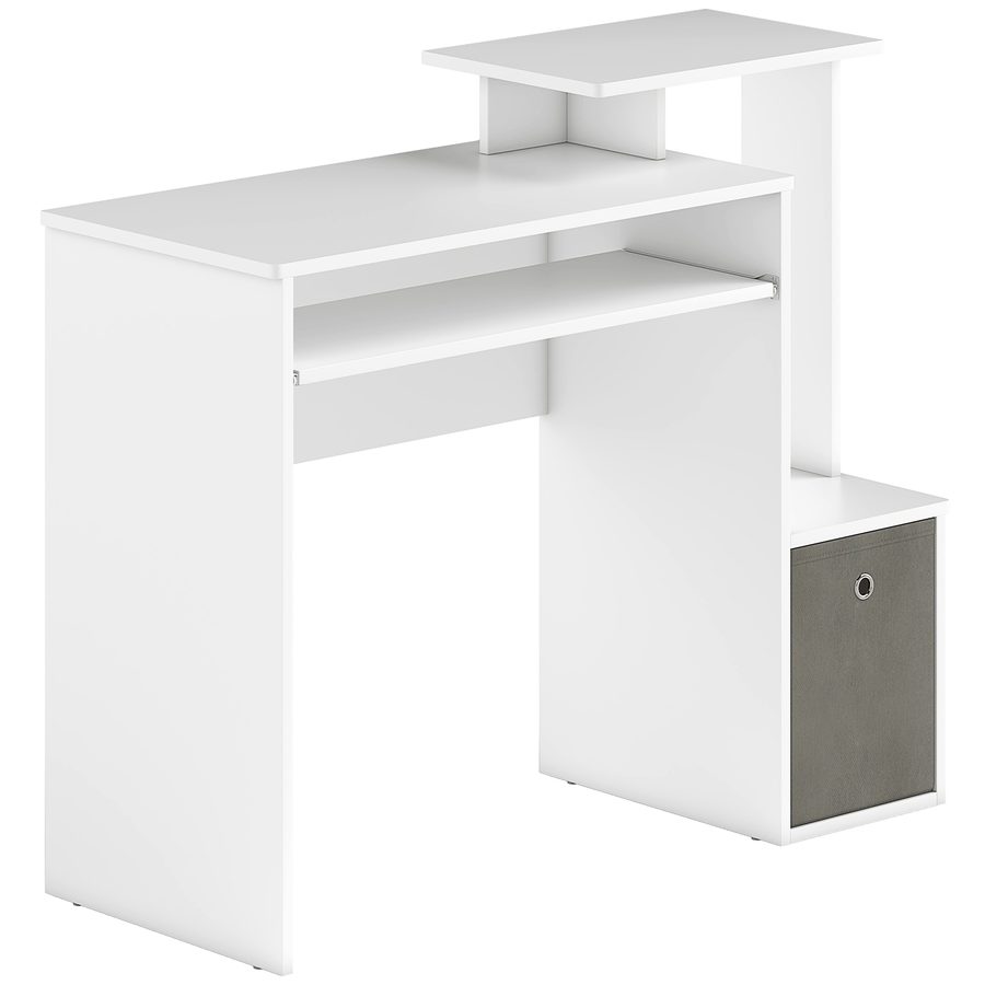 HOMCOM Computertisch, Schreibtisch, Bürotisch, Gamingtisch, PC-Tisch mit Tastaturablage, Schublade, E1 Spanplatte, Weiß, 100 x 40 x 86,6 cm   Aosom von HOMCOM