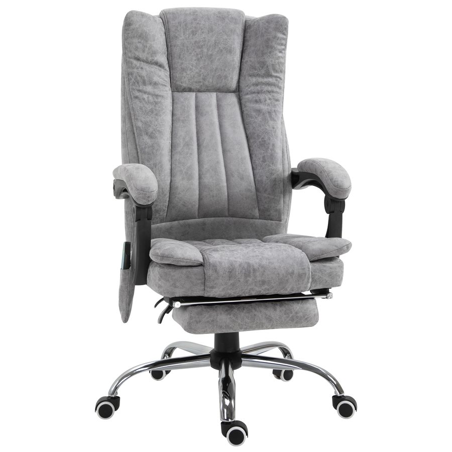 Vinsetto Massage Stuhl Bürostuhl Massagesessel Heizfunktion Liegefunktion Massagefunktion Fußstütze Dicke Polsterung Grau 62 x 67 x 113-120 cm   Aosom von Vinsetto