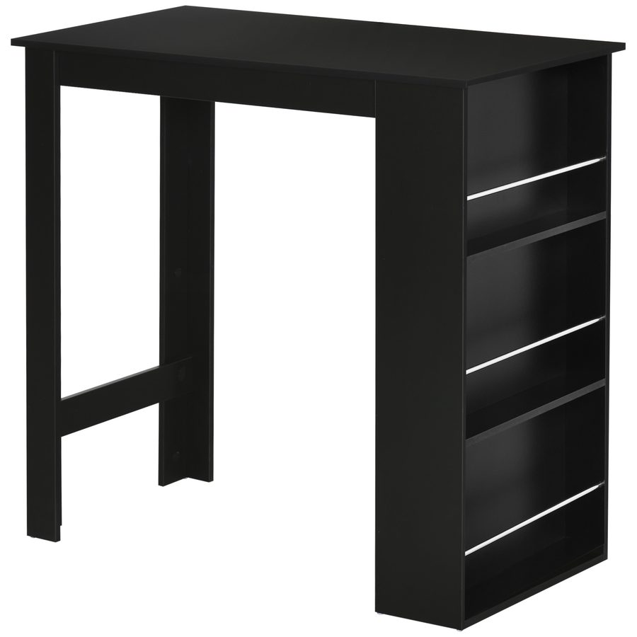 HOMCOM Bartisch moderner Esstisch Schreibtisch mit 3 Ablageflächen Schwarz Spanplatte 112 x 57 x106 cm   Aosom von HOMCOM