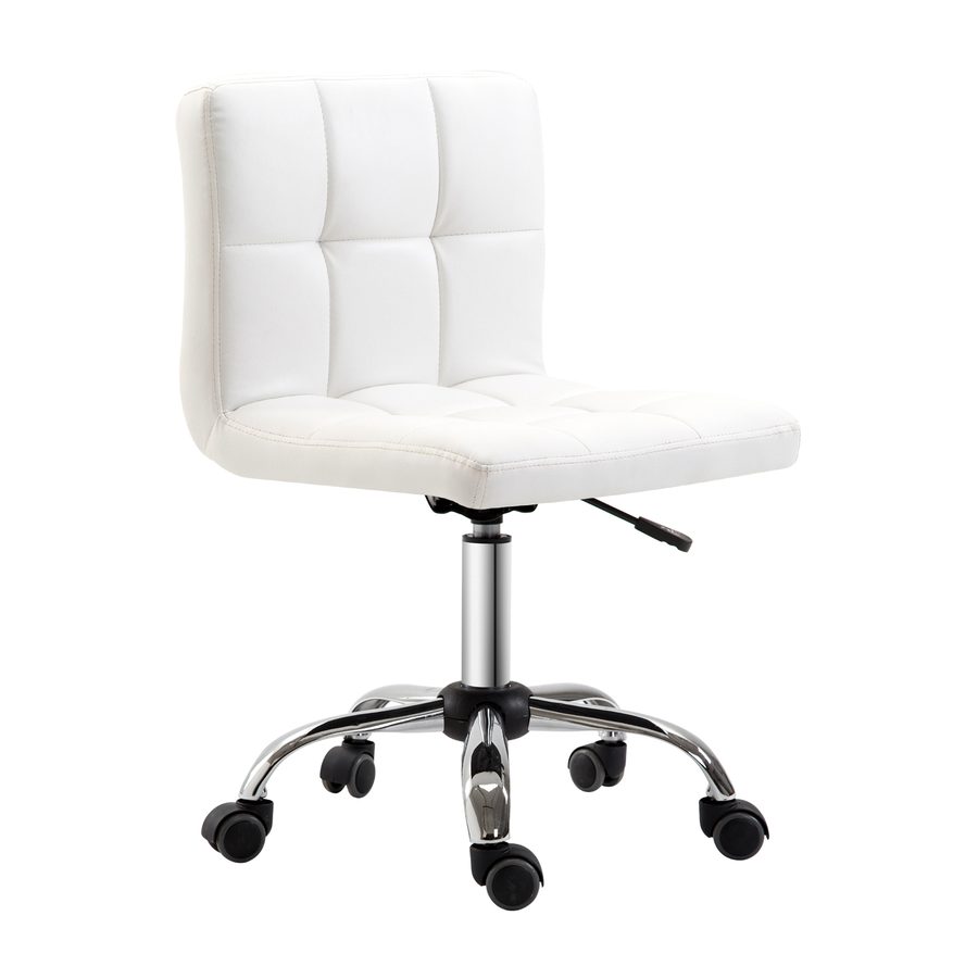 HOMCOM Bürostuhl, Ergonomischer Schreibtischstuhl ohne Armlehne, Höhenverstellbarer Drehstuhl, Computerstuhl für Büro, Arbeitszimmer, Kunstleder, Weiß   Aosom von HOMCOM