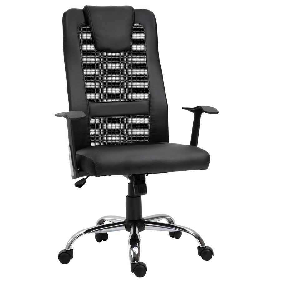 Vinsetto ergonomischer Bürostuhl höhenverstellbar mit Wippfunktion und Armlehnen bis 120 kg in Schwarz für bequemes Arbeiten   Aosom.de von Vinsetto