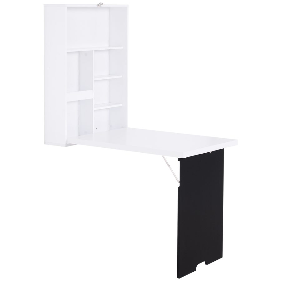 HOMCOM Wandtisch Wandklapptisch Klappschreibtisch mit Tafel Klappbarer Computertisch Esstisch MDF Schwarz+Weiß 60 x 94,5 x 147 cm   Aosom von HOMCOM