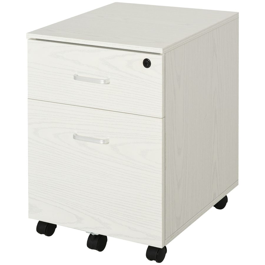 Vinsetto Büroschrank Dokumentenschrank für den Schreibtisch aus Holz, 2 Schubladen, Schloss mit 2 Schlüsseln, Weiß, 40x45x55,6 cm   Aosom von Vinsetto