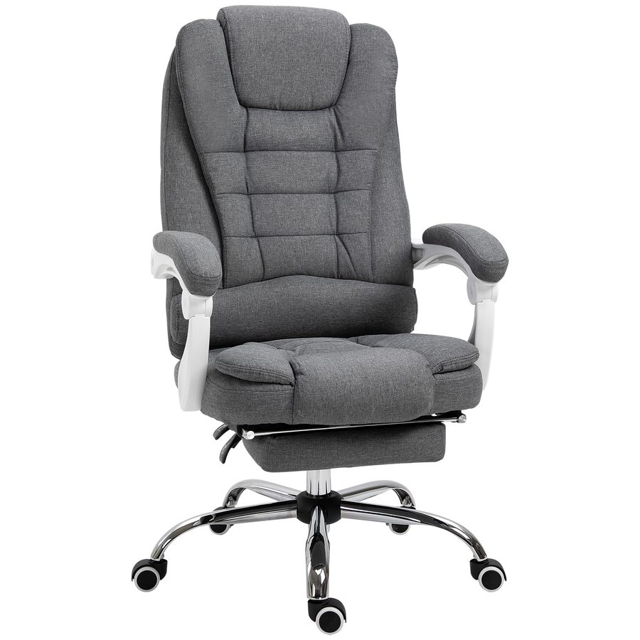 Vinsetto Bürostuhl ergonomischer Schreibtischstuhl mit klappbarer Fußstütze, höhenverstellbar & neigbar, Metall Grau für Komfort im Home Office   Aosom.de von Vinsetto