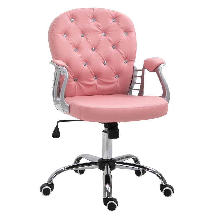 Vinsetto Bürostuhl Chefsessel ergonomisch gepolsterte Rückenlehne, Rosa, PU, 59,5 x 60,5 95-105 cm   Aosom von Vinsetto