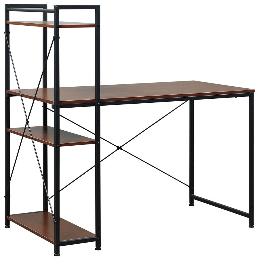 HOMCOM Schreibtisch Computertisch Arbeitstisch Bürotisch mit Regal Schwarz 120x64x121cm   Aosom von HOMCOM