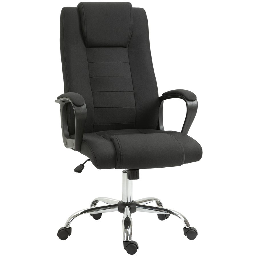 Vinsetto Schreibtischstuhl höhenverstellbar, ergonomischer Bürostuhl, Computerstuhl mit Wippenfunktion, Schwarz, 62 x 62 x 110-119 cm   Aosom von Vinsetto