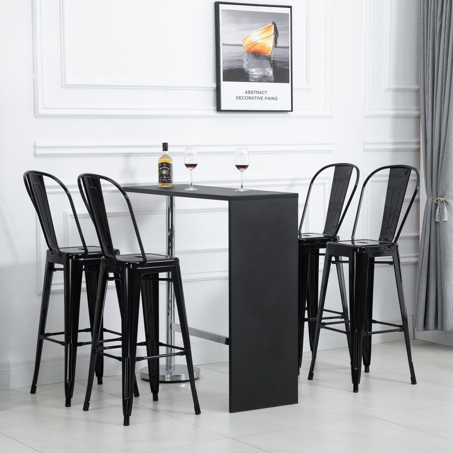 HOMCOM® Stapelbar Barhocker Bistrohocker mit Fußstütze Stapelbar Metall Schwarz 44 x 53 x 116 cm   Aosom von HOMCOM